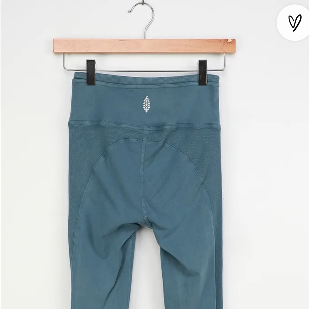 Free People Movement Hot Shot Washed Denim Blue High-Rise Low Impact Leggings